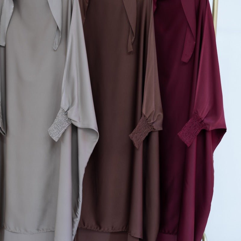 Satin Velvet Mother Daughter Matching Set | Full Circle Maxi Dress with Hijab & Batwing Sleeves(MJ022) - Mariam's Collection