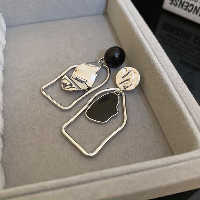 Sculptural Asymmetric Drop Earrings with Abstract Lines (MAC321) - Mariam's Collection