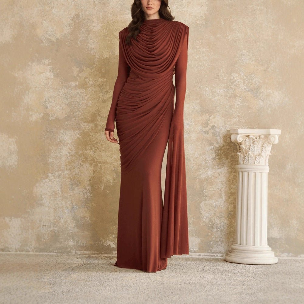 formal pleated maxi dress Liquid Shine pleated Maxi Dress - Deep Emerald