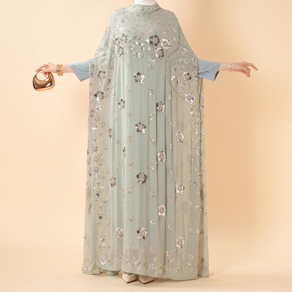 Sequin Embroidered Batwing Abaya(MA454) - Mariam's Collection