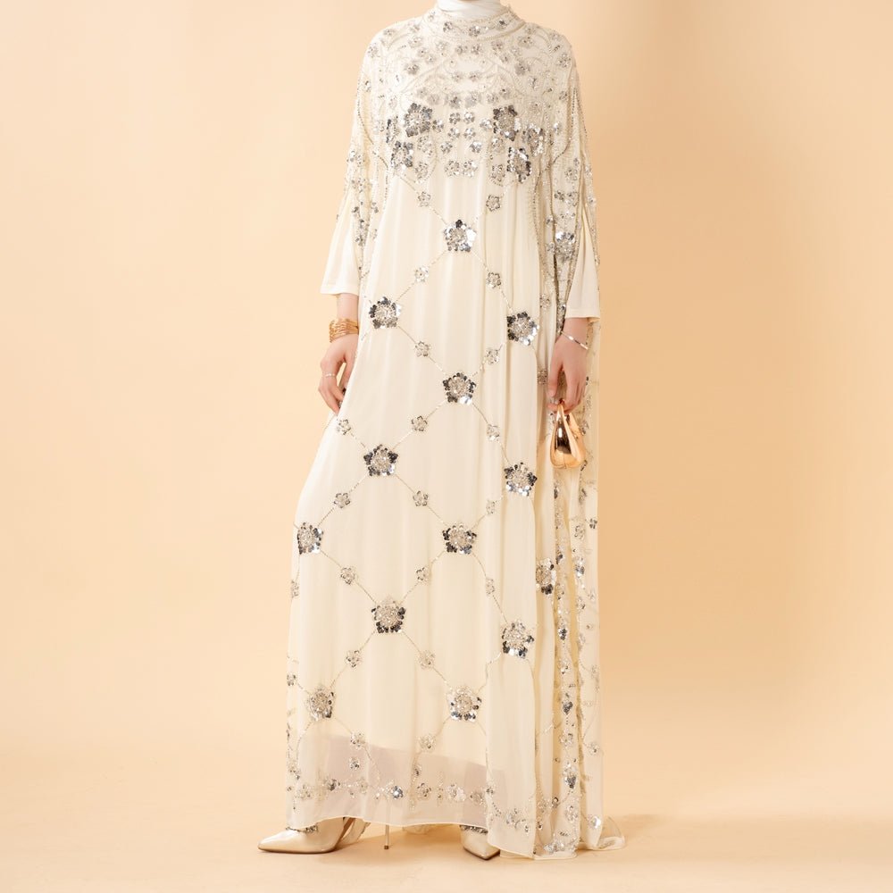 Sequin Embroidered Batwing Abaya(MA454) - Mariam's Collection