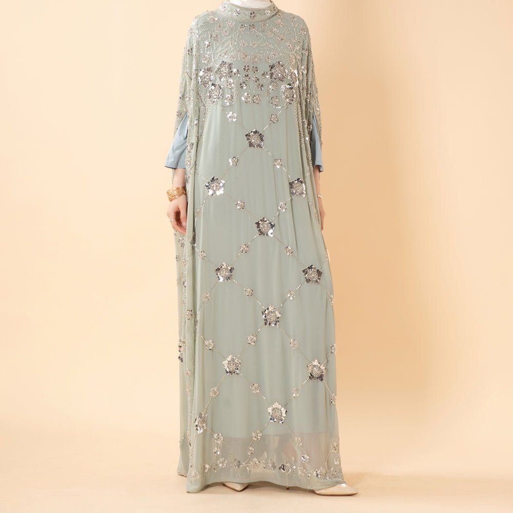 Sequin Embroidered Batwing Abaya(MA454) - Mariam's Collection