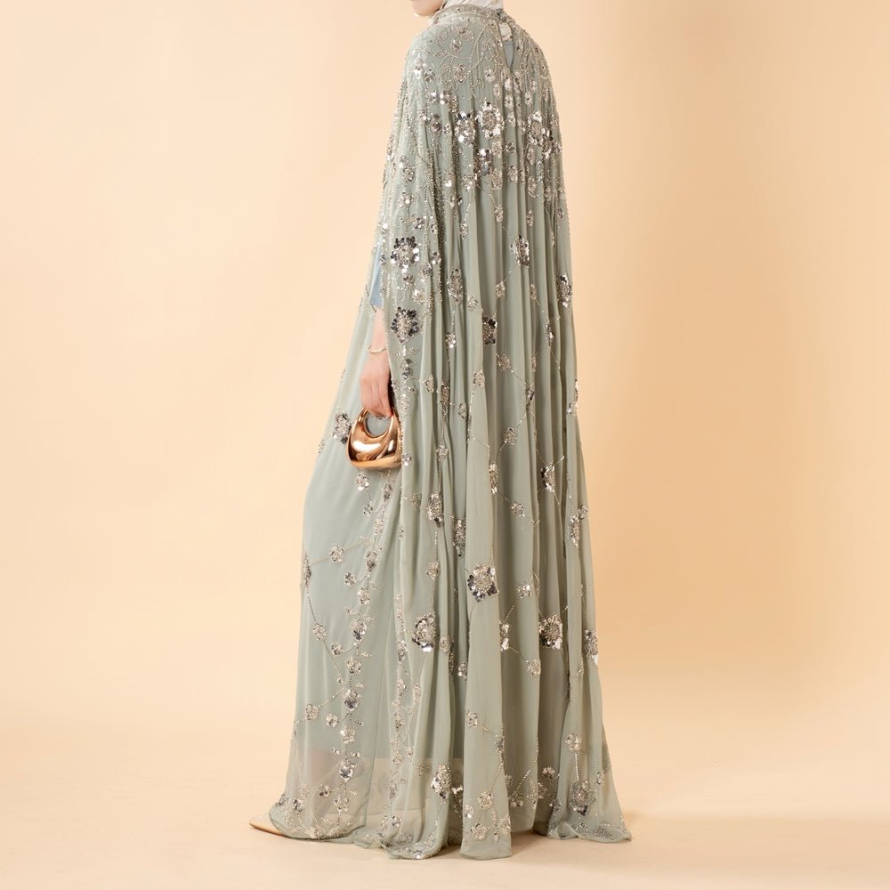 Sequin Embroidered Batwing Abaya(MA454) - Mariam's Collection