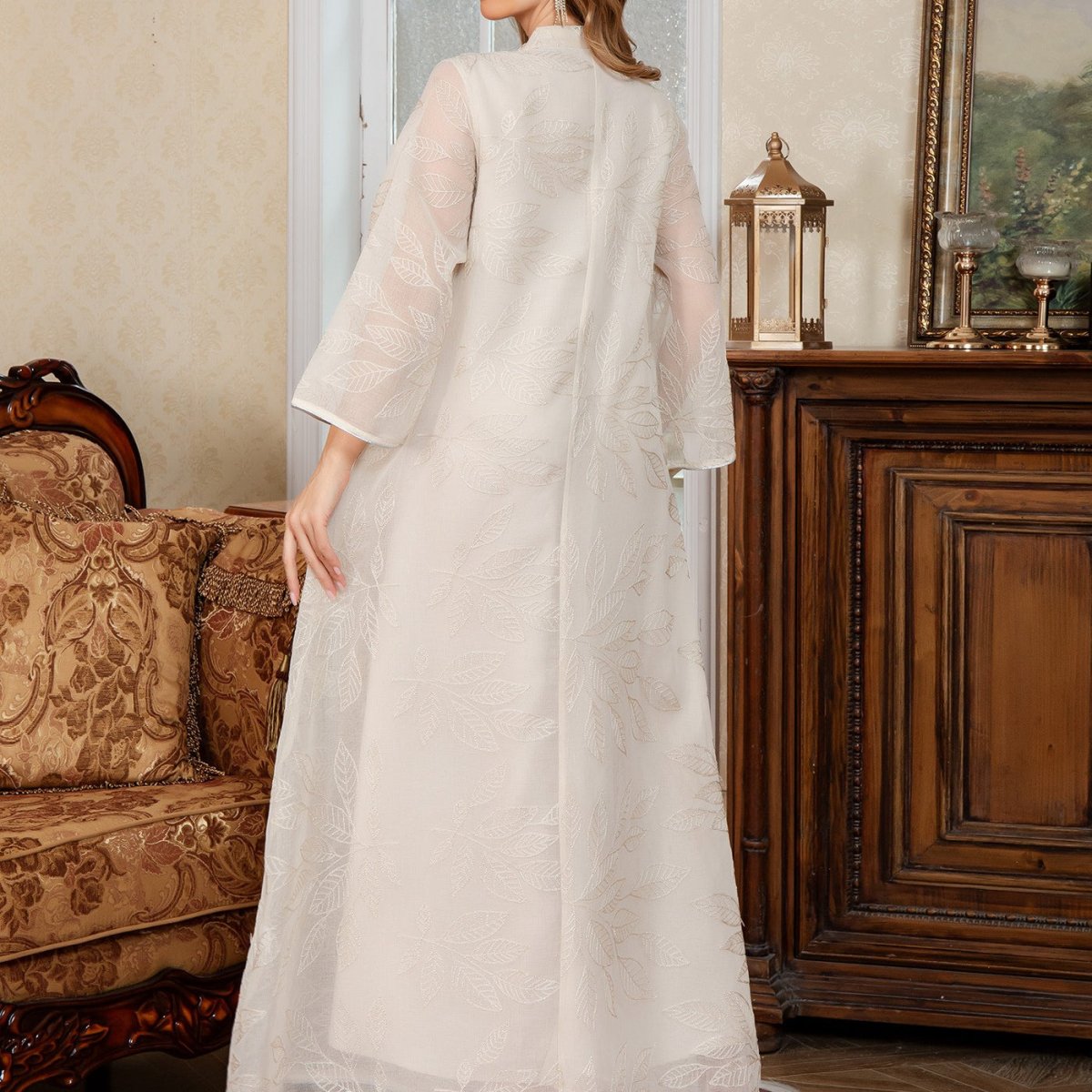 Sequin Embroidered Mesh Abaya(MA413) - Mariam's Collection