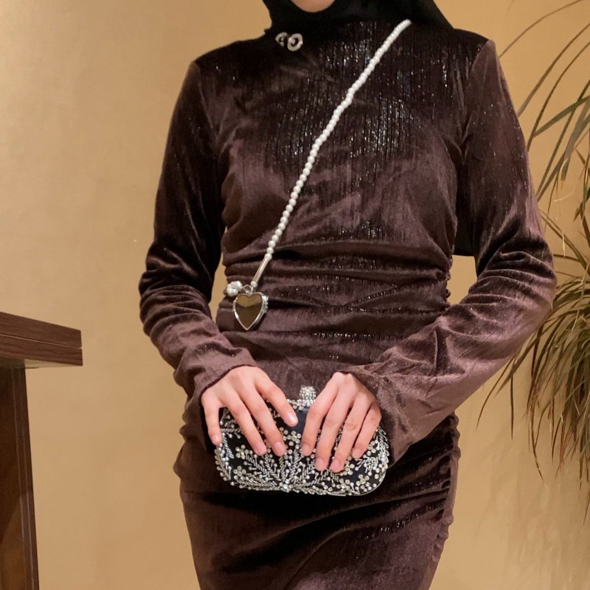 Shimmer Velvet Ruched Mermaid Gown(MA358) - Mariam's Collection