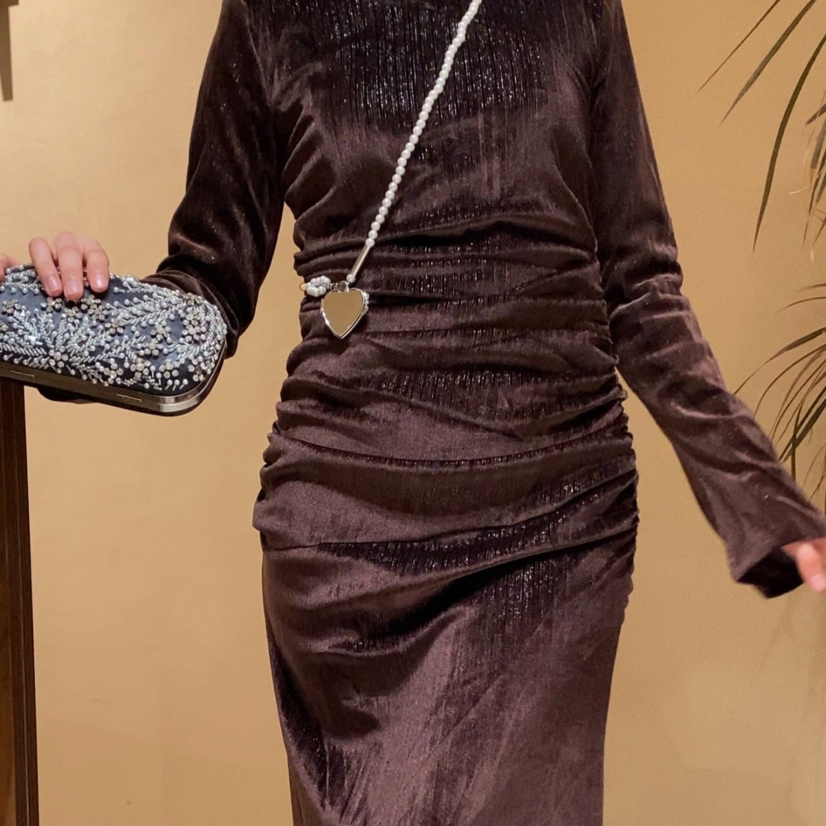 Shimmer Velvet Ruched Mermaid Gown(MA358) - Mariam's Collection