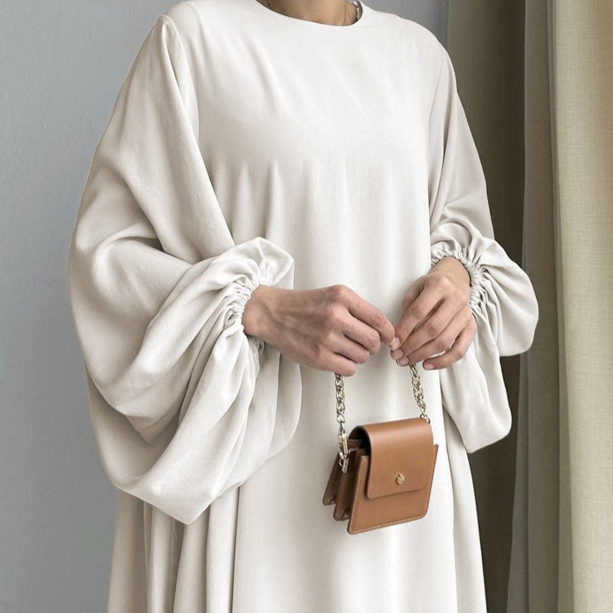 Simple Puff Balloon Sleeve Abaya (MA066) - Mariam's Collection