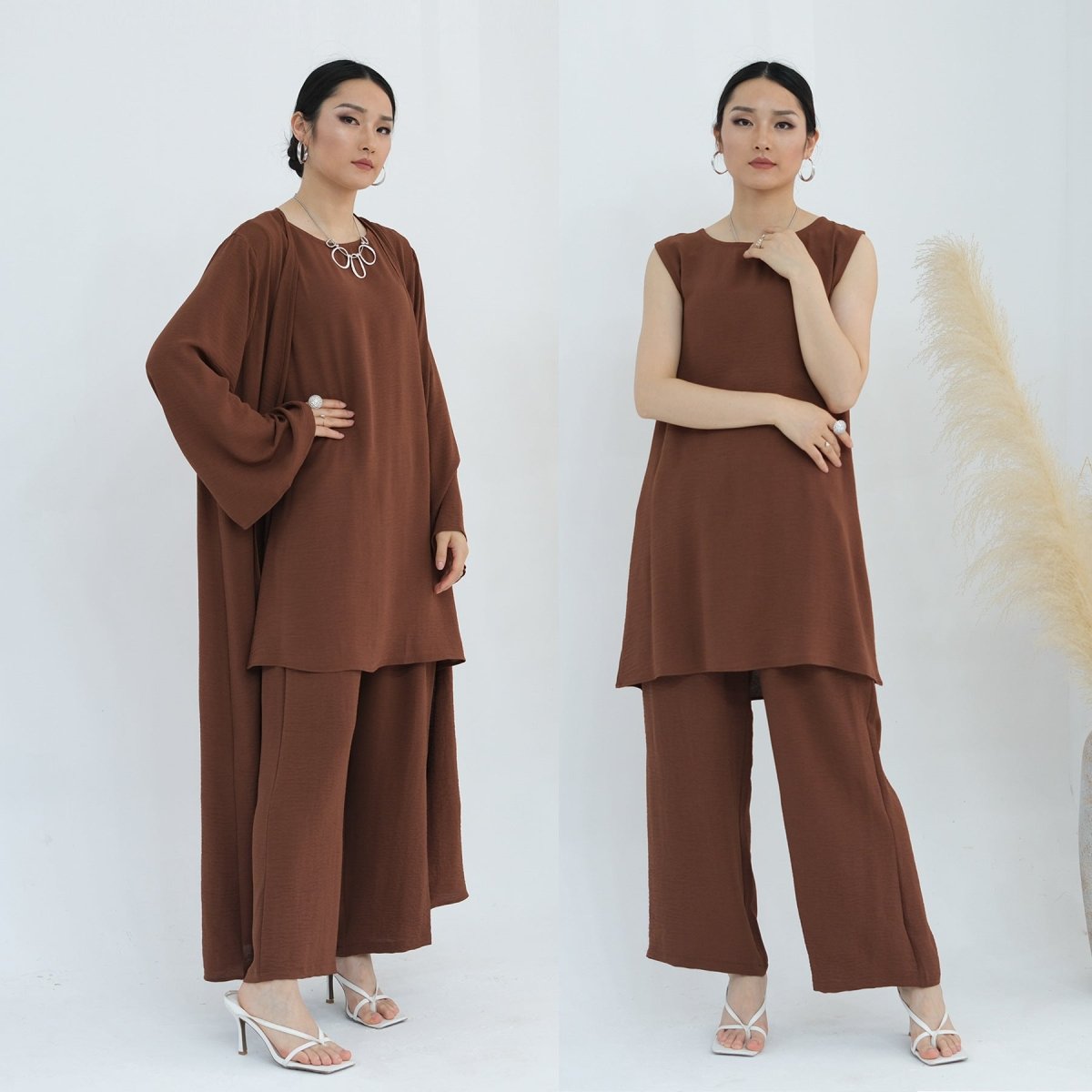 Sleeveless Top and Pants 3 - Piece Set Abaya (MOA076) - Mariam's Collection