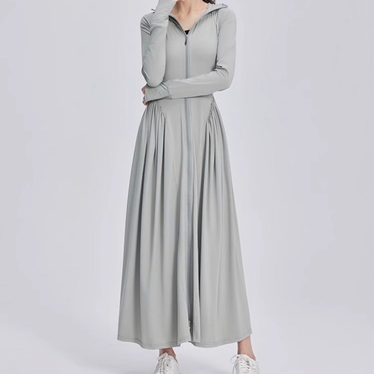 Slim - fit Long Sunscreen Jacket & Skirt Set - UPF 50+ Full Body Sun Protection - Beach Cover - up(MS106) - Mariam's Collection