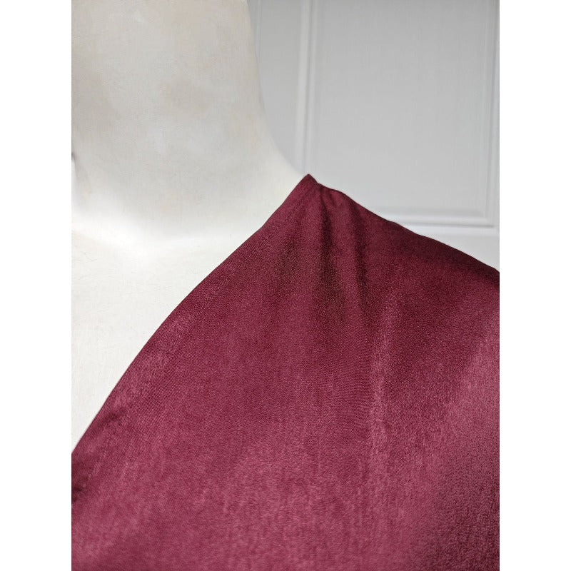 Soft Forged Bat Sleeve Abaya Robe | V - Neck Satin Cardigan Dress(MOA224) - Mariam's Collection