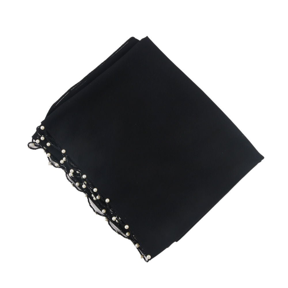 Solid Chiffon Hijab with Delicate Beaded Edging Pearl - Embellished Wave (MH139) - Mariam's Collection