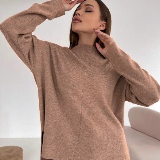 Solid Color Asymmetric Tunic & Wide Leg Pants Set(MS174) - Mariam's Collection