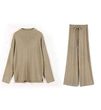 Solid Color Asymmetric Tunic & Wide Leg Pants Set(MS174) - Mariam's Collection