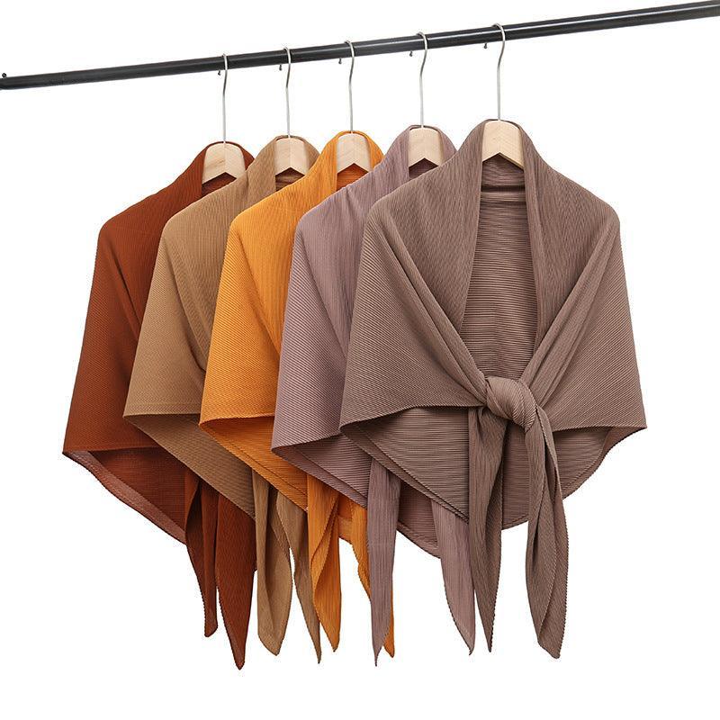 Solid Color Crinkle Chiffon Hijab - Lightweight Scarf for Women - Mariam's Collection