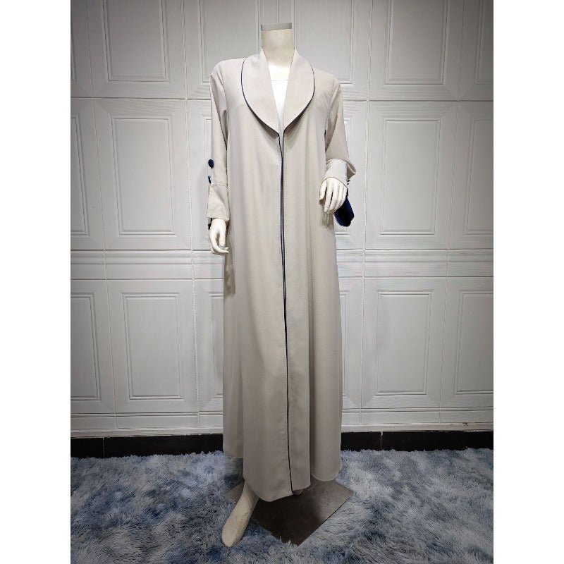Solid Color Pleated Abaya Cardigan | Modest Long Dress with Open Front for Autumn & Winter(MOA218) - Mariam's Collection