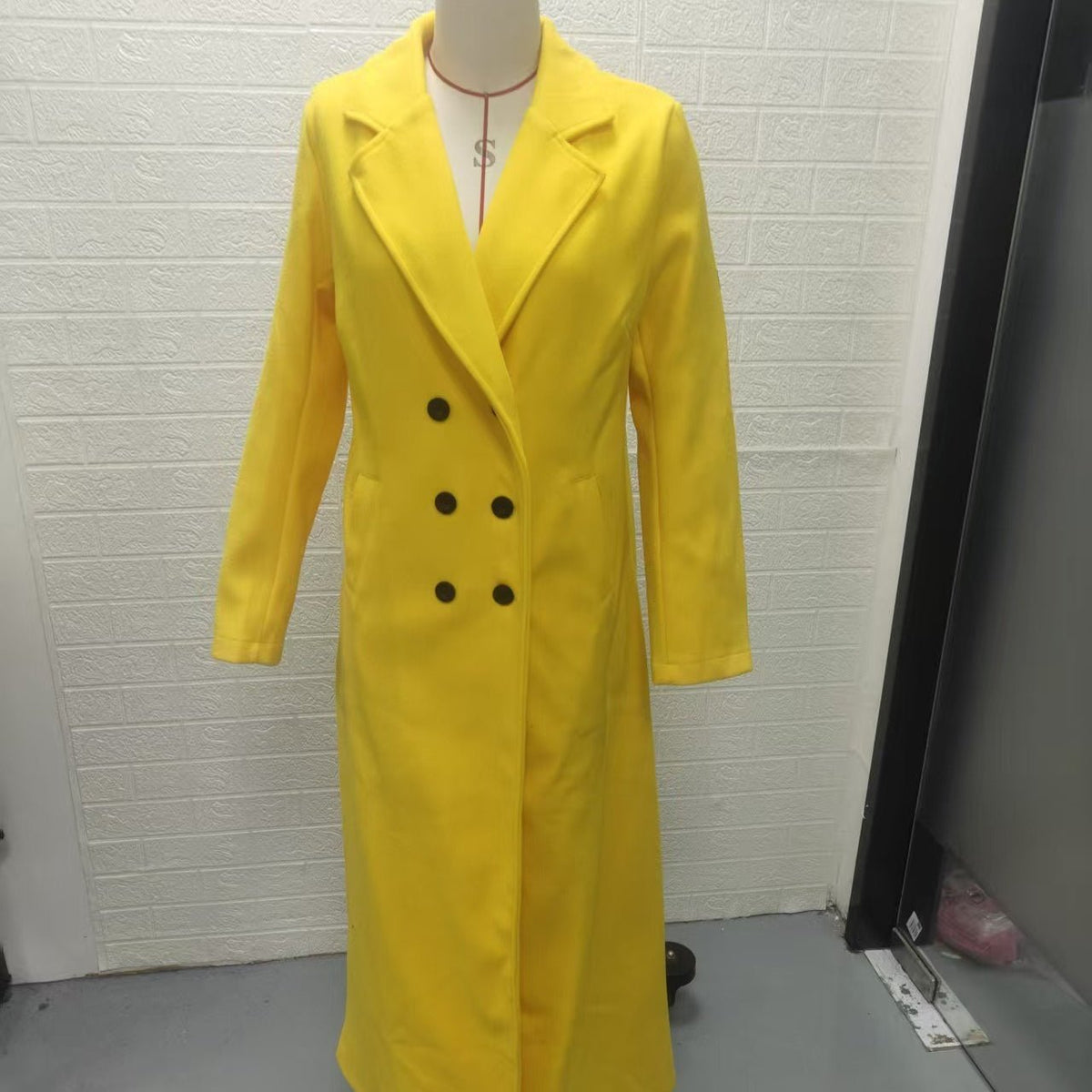 Solid Colour Double-Breasted Maxi Coat(MS551) - Mariam's Collection