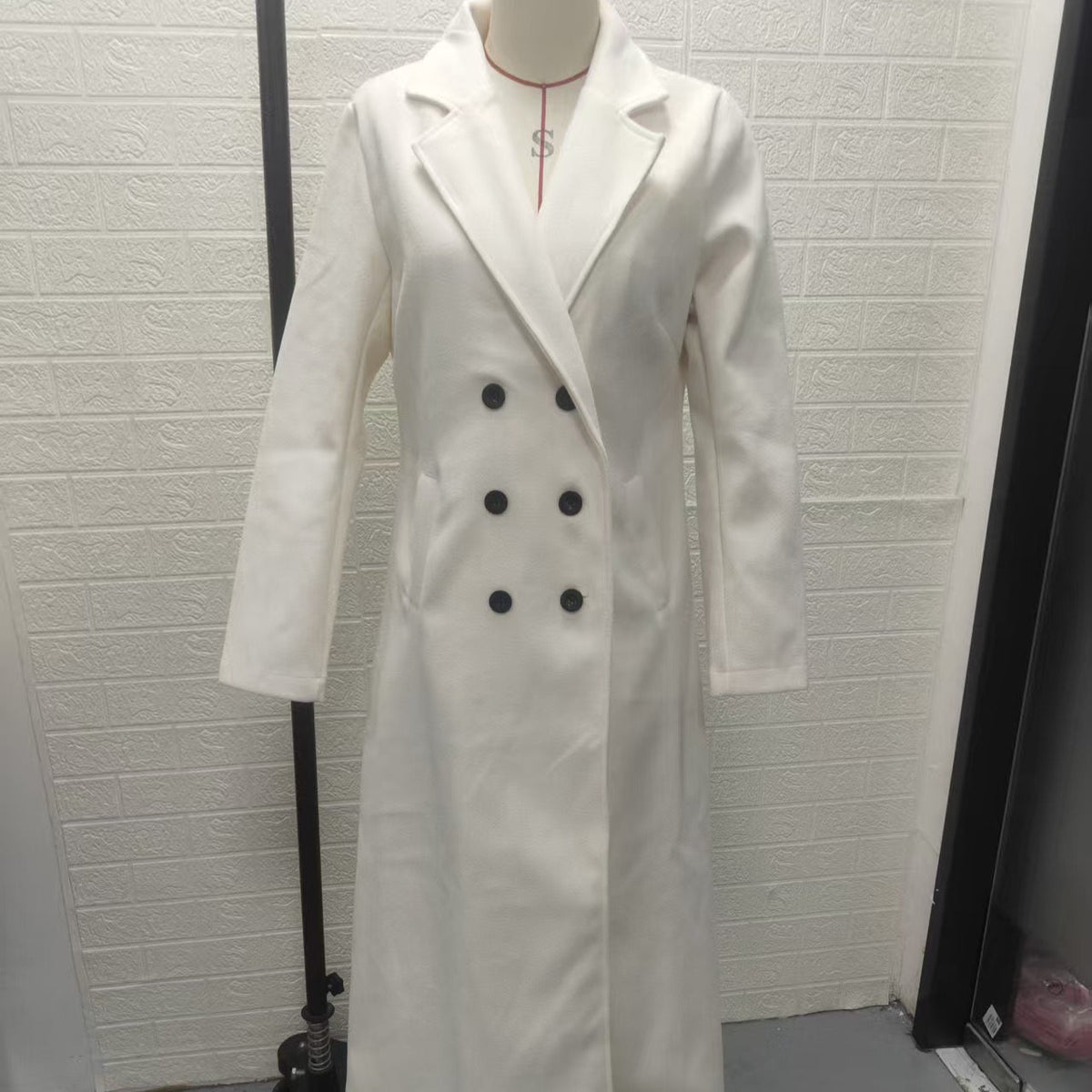 Solid Colour Double-Breasted Maxi Coat(MS551) - Mariam's Collection