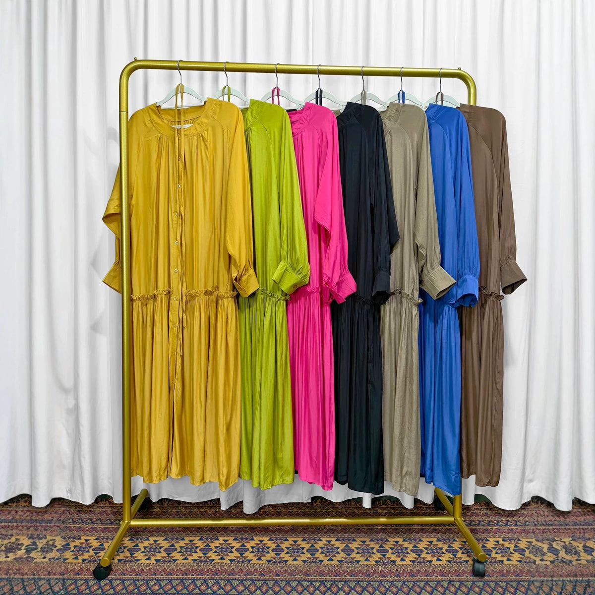 Solid Colour Tie-Waist Maxi Dress(MA472) - Mariam's Collection