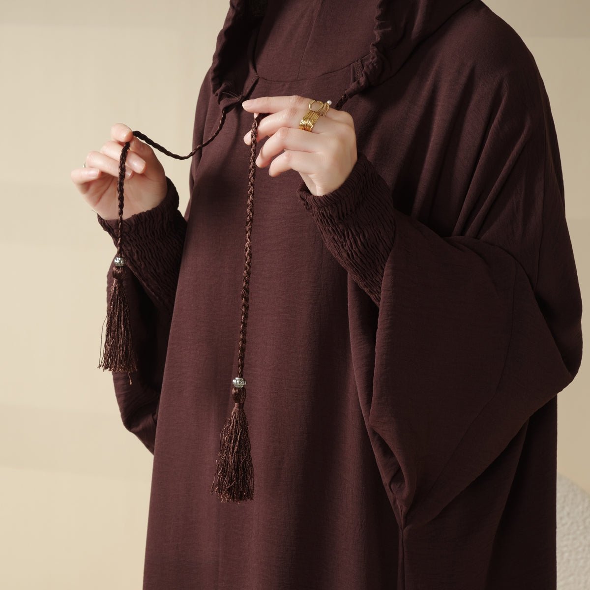 Solid Stylish Jilbab With A Hood | Crepe Jilbab With Attached Hood (MJ015) - Mariam's Collection