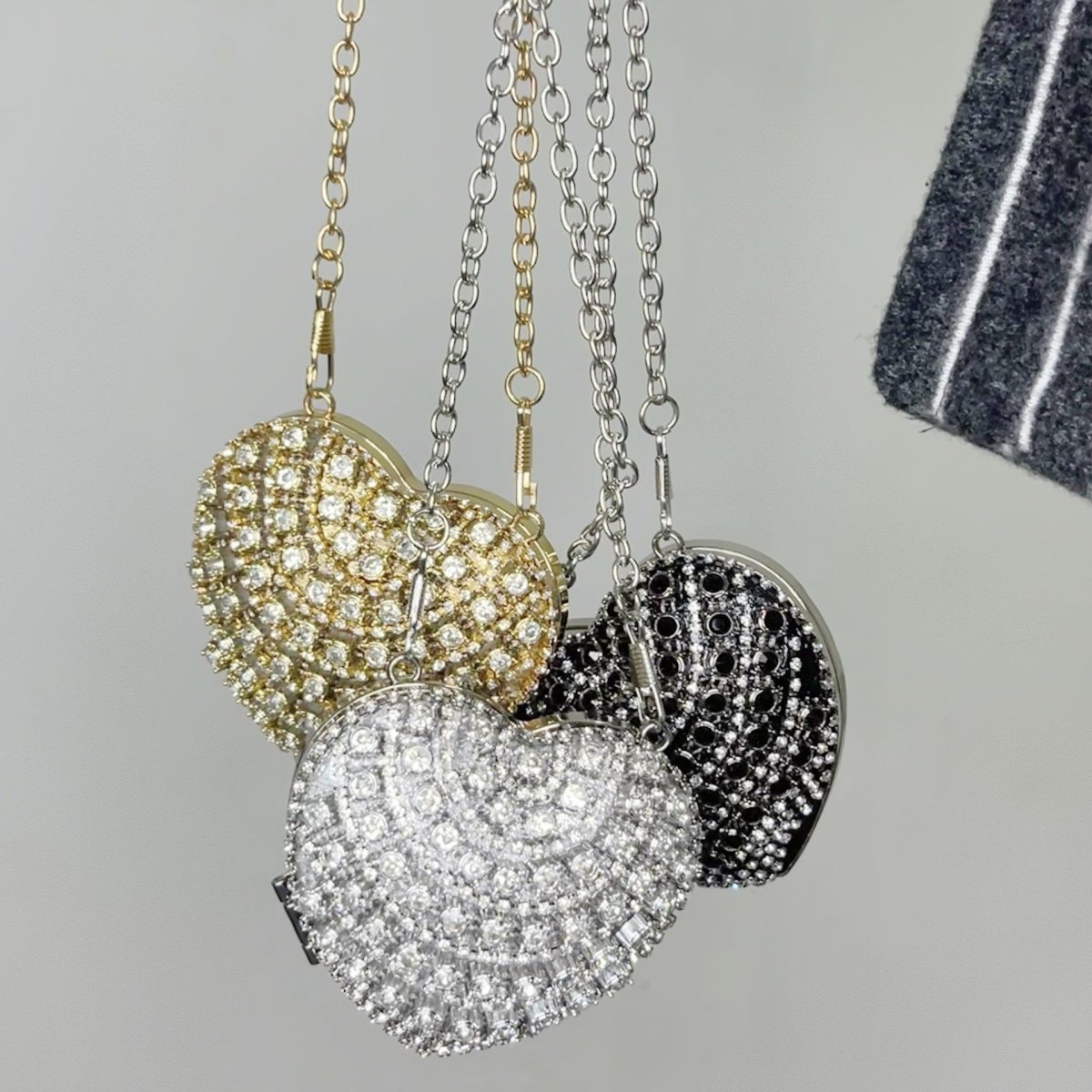 Sparkling Heart - Shaped Crossbody Bag Everyday Glam Diamond - Studded Mini Purse (MAC279) - Mariam's Collection