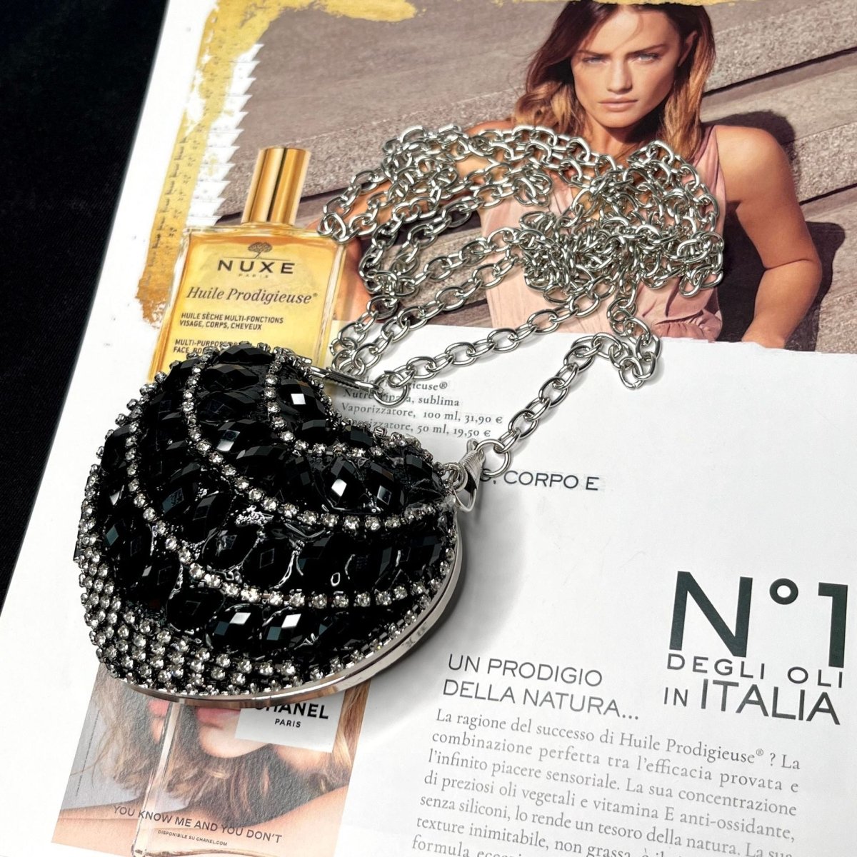 Sparkling Heart - Shaped Crossbody Bag Everyday Glam Diamond - Studded Mini Purse (MAC279) - Mariam's Collection