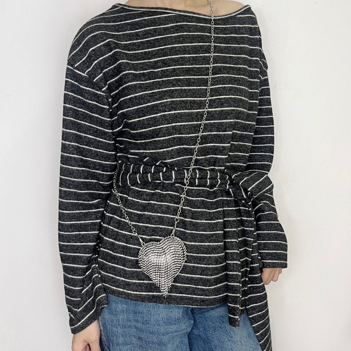 Sparkling Heart - Shaped Crossbody Bag Everyday Glam Diamond - Studded Mini Purse (MAC279) - Mariam's Collection