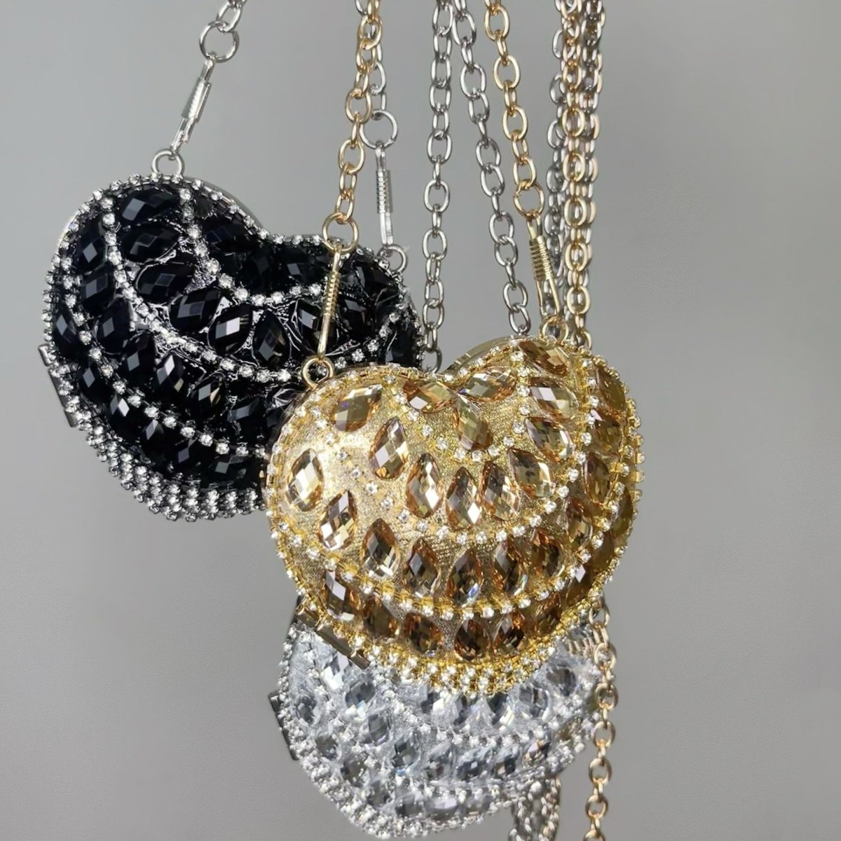 Sparkling Heart - Shaped Crossbody Bag Everyday Glam Diamond - Studded Mini Purse (MAC279) - Mariam's Collection