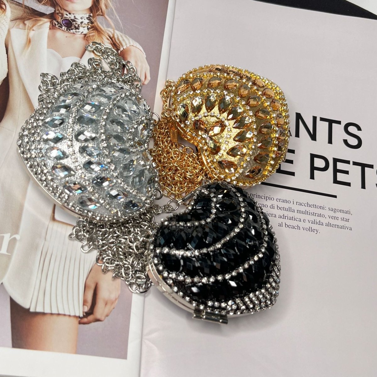 Sparkling Heart - Shaped Crossbody Bag Everyday Glam Diamond - Studded Mini Purse (MAC279) - Mariam's Collection