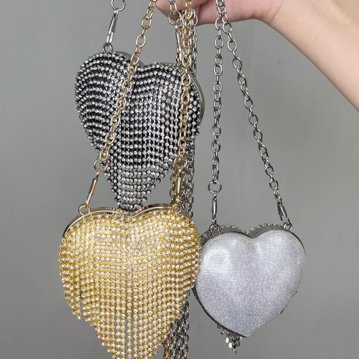 Sparkling Heart - Shaped Crossbody Bag Everyday Glam Diamond - Studded Mini Purse (MAC279) - Mariam's Collection