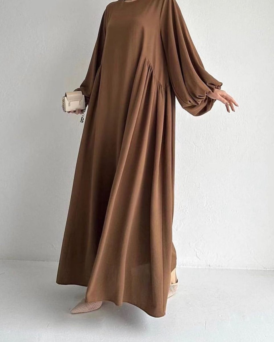 Spring and autumn new Muslim women's clothing pure color elegant fashion loose pullover abaya (MA153) - Mariam's Collection