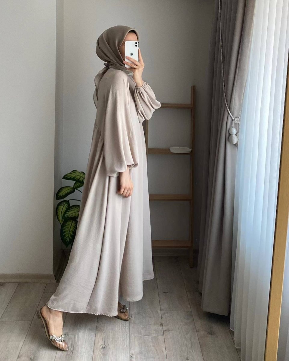 Spring and autumn new Muslim women's clothing pure color elegant fashion loose pullover abaya (MA153) - Mariam's Collection