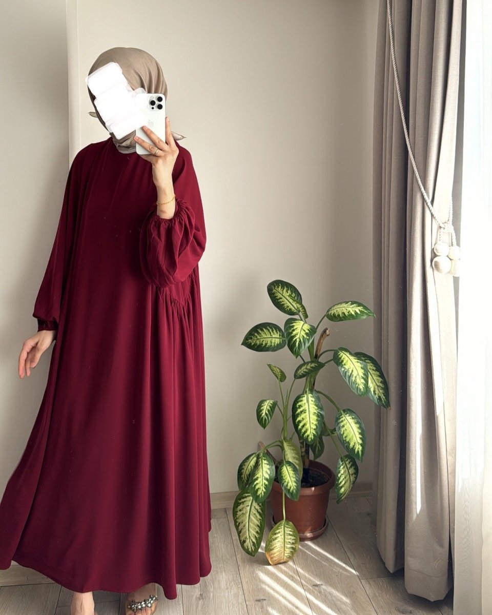 Spring and autumn new Muslim women's clothing pure color elegant fashion loose pullover abaya (MA153) - Mariam's Collection