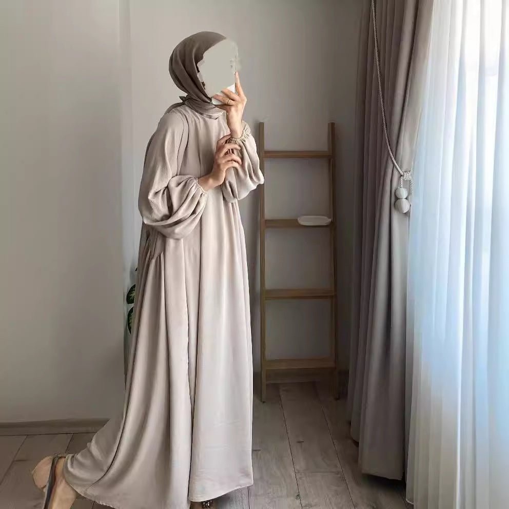 Spring and autumn new Muslim women's clothing pure color elegant fashion loose pullover abaya (MA153) - Mariam's Collection