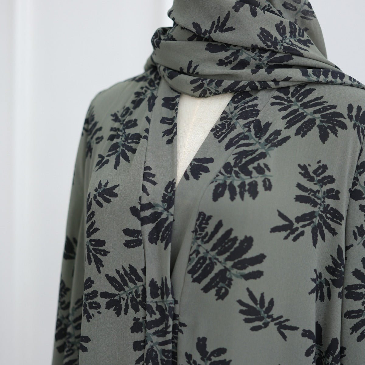 Spring Summer Floral Print Chiffon Cardigan | Double - Layer Modest Cover - Up Abaya. (MOA170) - Mariam's Collection