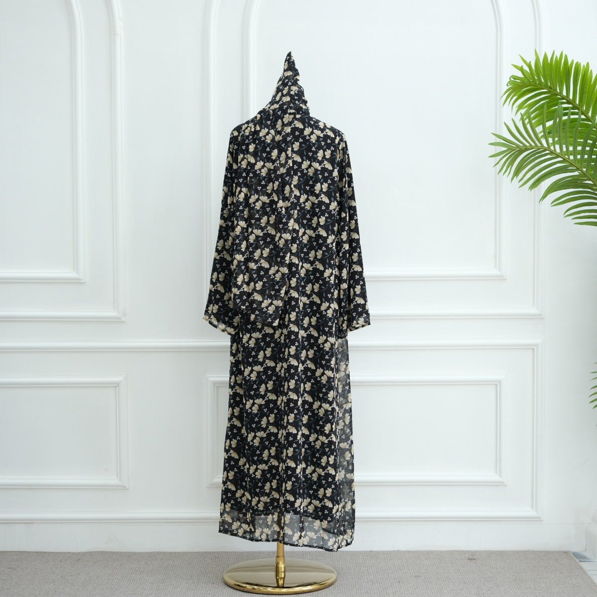 Spring Summer Floral Print Chiffon Cardigan | Double - Layer Modest Cover - Up Abaya. (MOA170) - Mariam's Collection