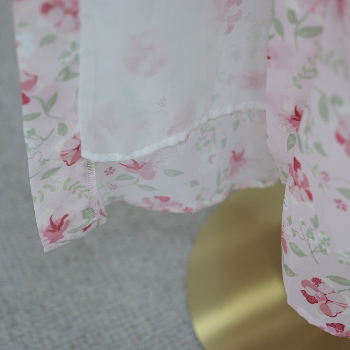 Spring Summer Floral Print Chiffon Cardigan | Double - Layer Modest Cover - Up Abaya. (MOA170) - Mariam's Collection