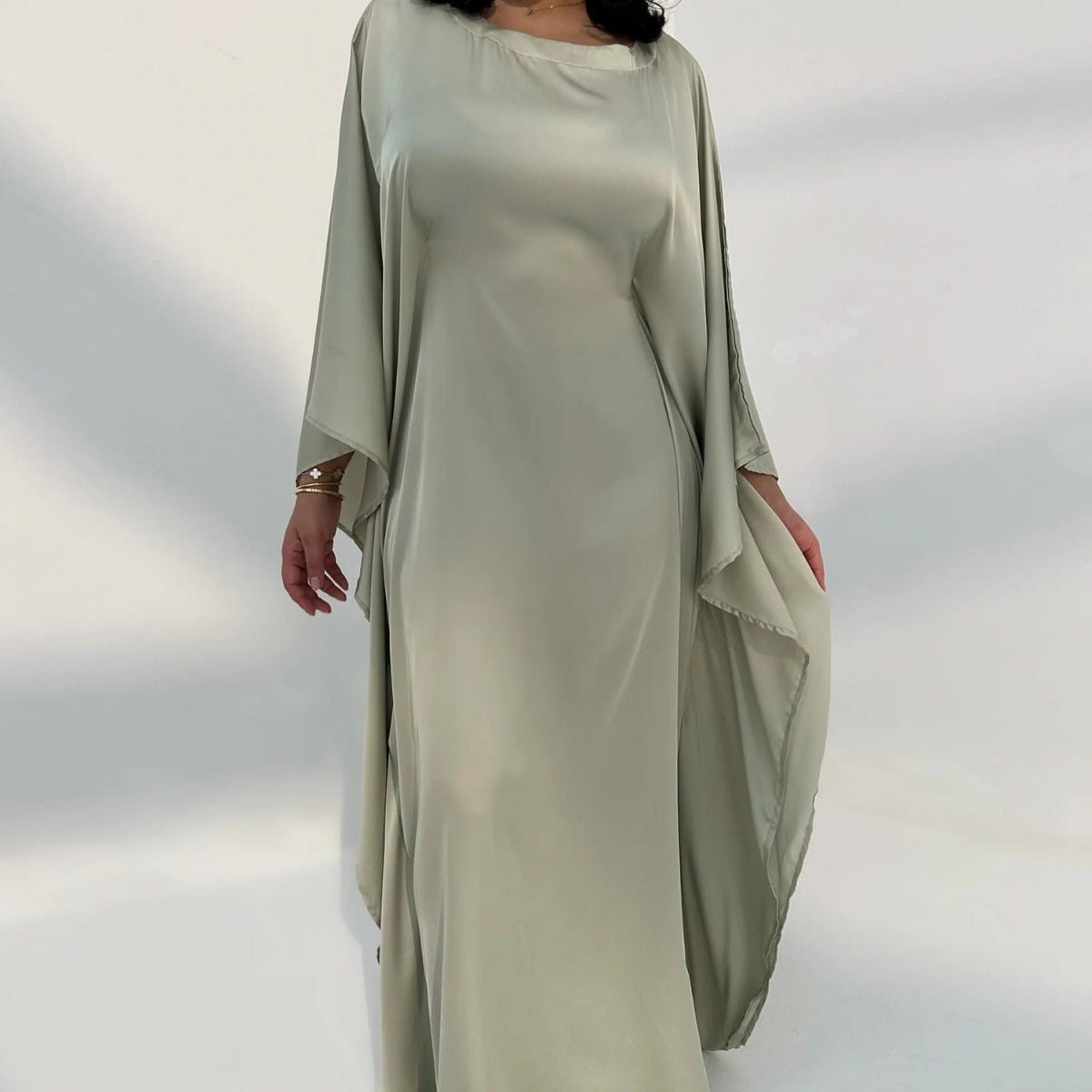 Spring/Summer Evening Wear Celestial Glow Robe Dress Collection |Batwing Sleeve Party Dresses with Metallic Sheen. (MA247) - Mariam's Collection