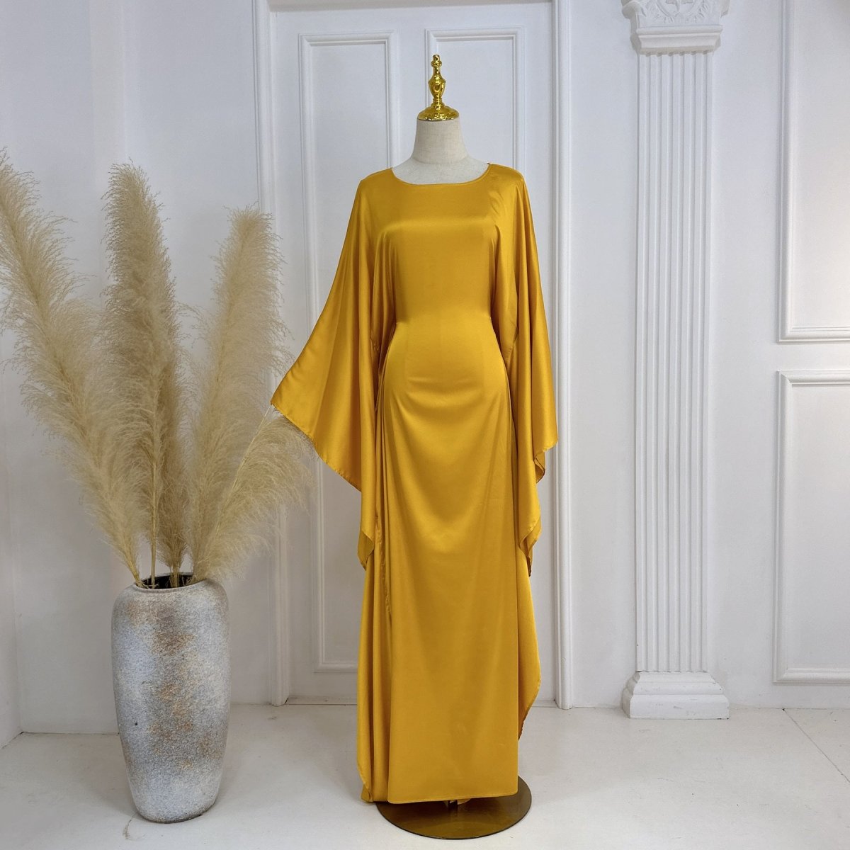 Spring/Summer Evening Wear Celestial Glow Robe Dress Collection |Batwing Sleeve Party Dresses with Metallic Sheen. (MA247) - Mariam's Collection