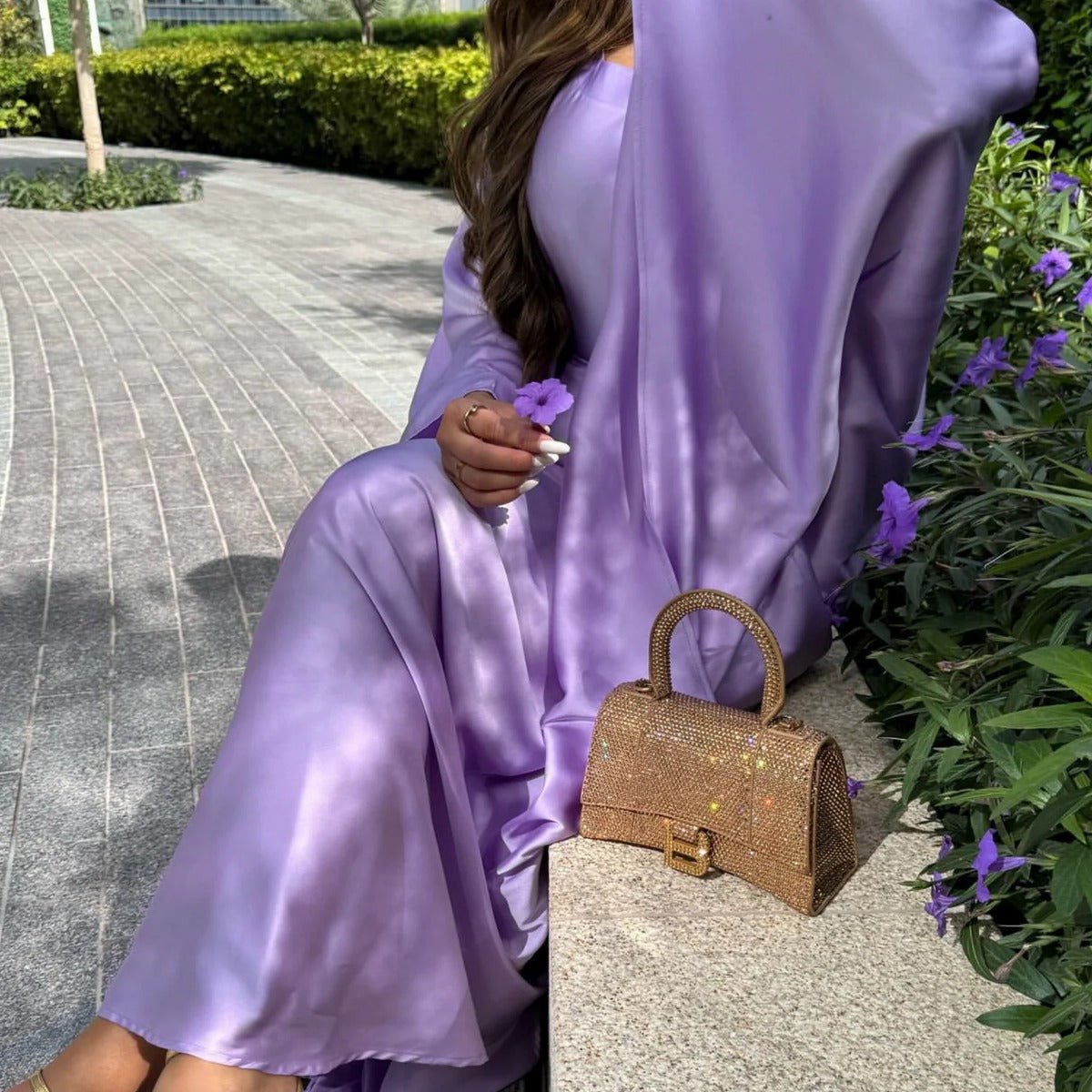 Spring/Summer Evening Wear Celestial Glow Robe Dress Collection |Batwing Sleeve Party Dresses with Metallic Sheen. (MA247) - Mariam's Collection
