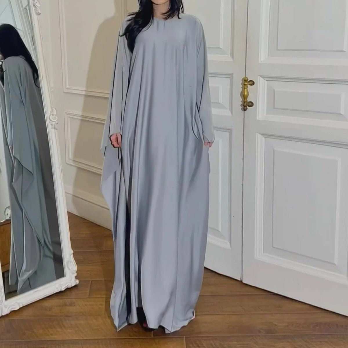 Spring/Summer Evening Wear Celestial Glow Robe Dress Collection |Batwing Sleeve Party Dresses with Metallic Sheen. (MA247) - Mariam's Collection