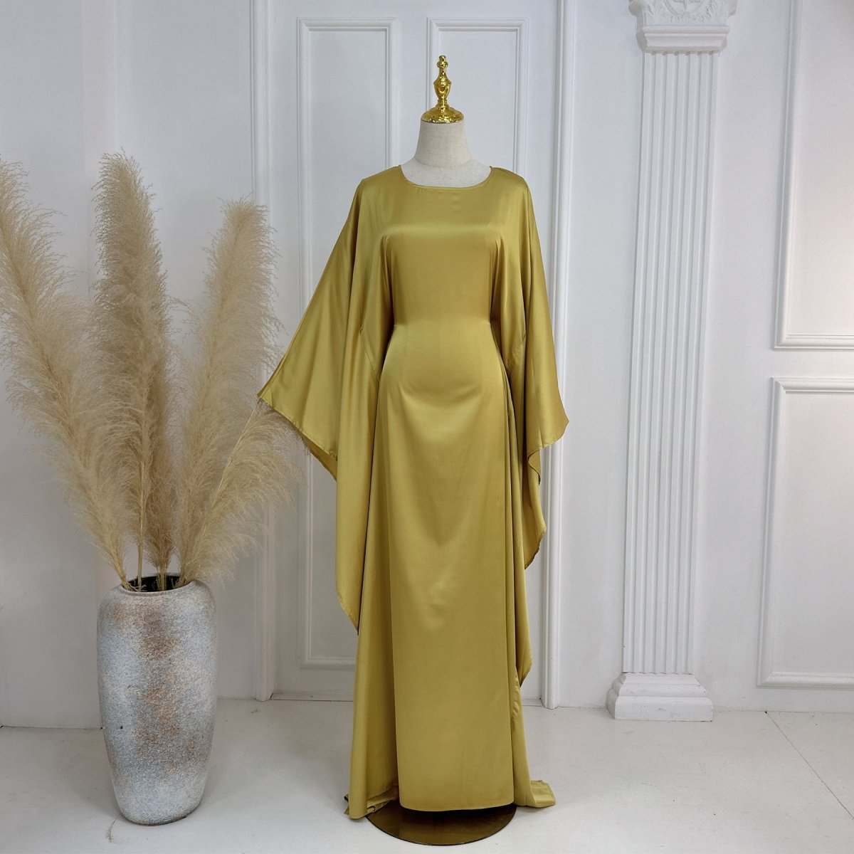 Spring/Summer Evening Wear Celestial Glow Robe Dress Collection |Batwing Sleeve Party Dresses with Metallic Sheen. (MA247) - Mariam's Collection