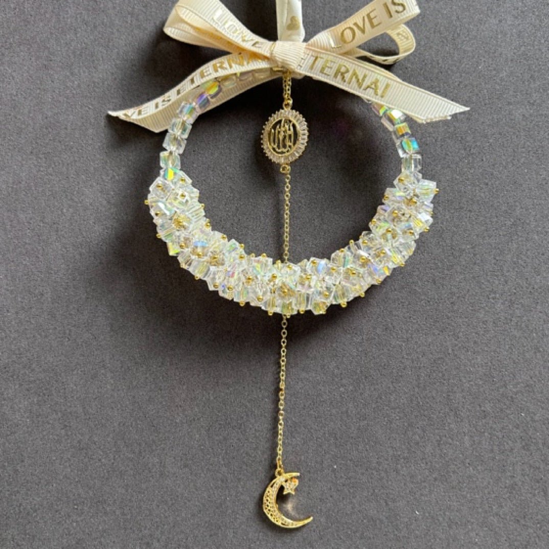 Star Moon Crystal Vehicle Hanging Ornament (MAC290) - Mariam's Collection