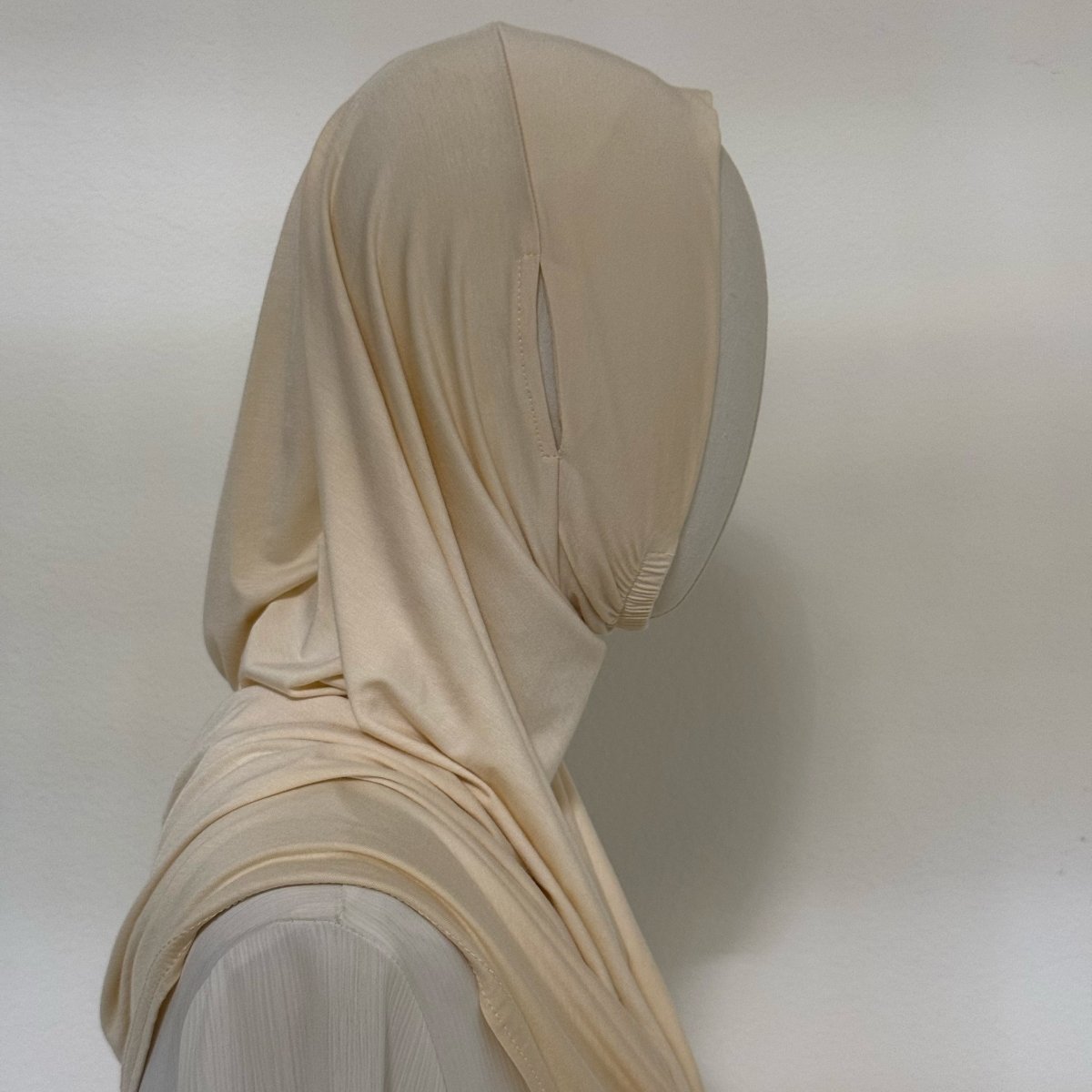 Stretch-Fit Instant Hijab — Cotton Modal, Earphone-Friendly (MH224) - Mariam's Collection