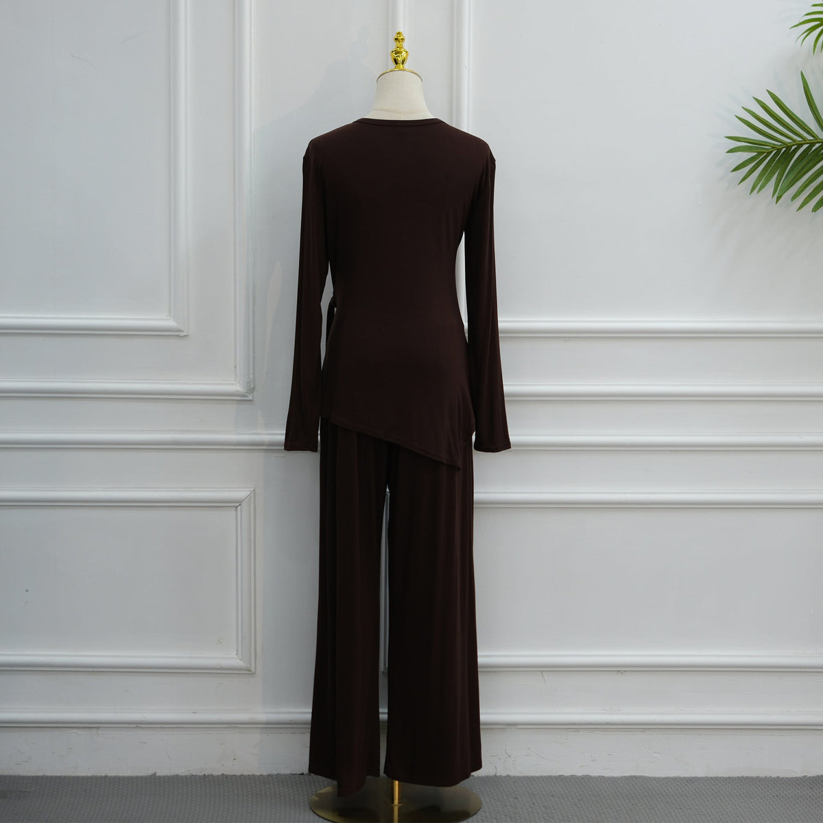Stretch Jersey-Feel Top & Wide-Leg Pants Set(MS585) - Mariam's Collection