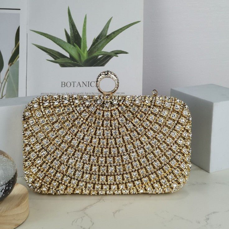 Stunning Crystal - Front Glitter - Back Clutch – Trendy Square Evening Bag for Parties & Galas (MAC275) - Mariam's Collection