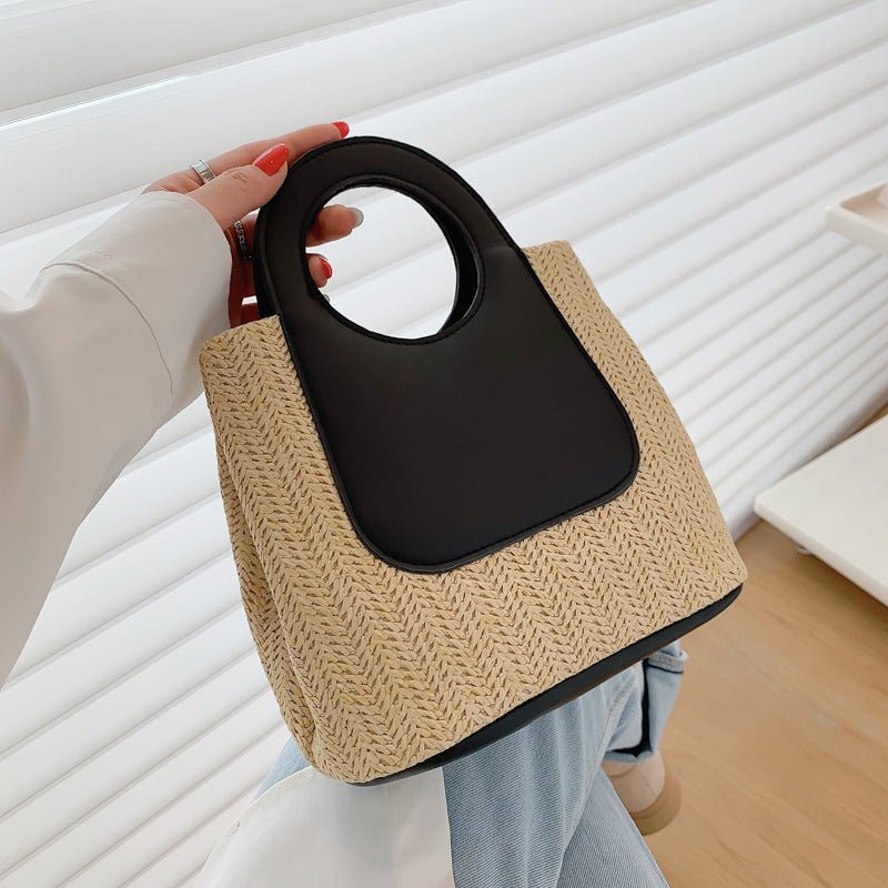 Summer Contrast Woven Top-Handle Bag(MAC467) - Mariam's Collection