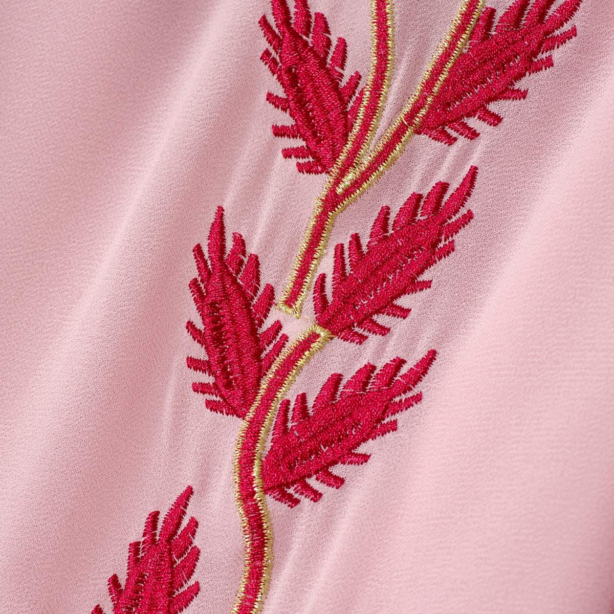 Summer Floral Embroidered Elegant Crew Neck Long Sleeve Chiffon Abaya Dress with Matching Headscarf. (MA230) - Mariam's Collection