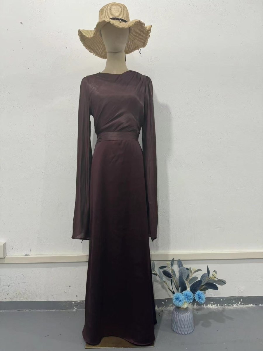 Summer Glass Yarn Pendulum Sleeve Satin Slim Dress.(MA161) - Mariam's Collection