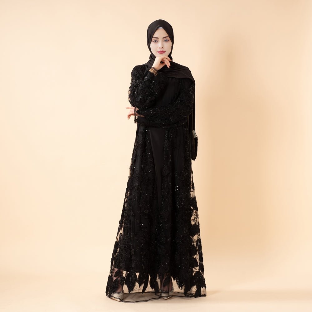 Sunlit Petals Floral Embroidered Abaya – Secret Garden Series (MOA300) - Mariam's Collection