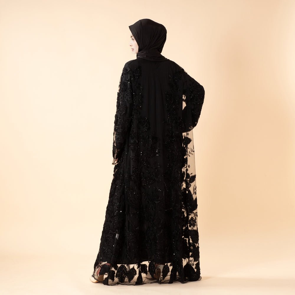 Sunlit Petals Floral Embroidered Abaya – Secret Garden Series (MOA300) - Mariam's Collection